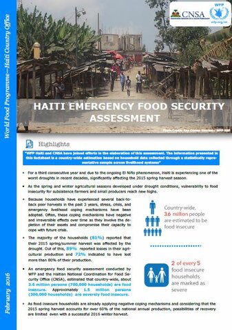 Haiti - Emergency Food Security Assessment, February 2016
