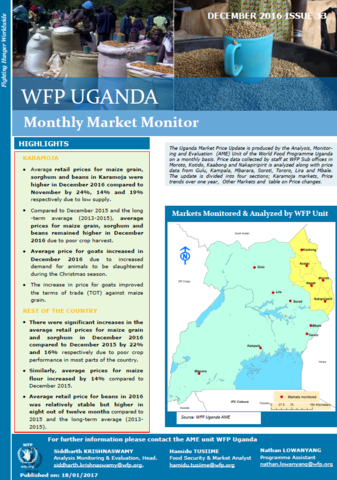Uganda - Monthly Market Monitor, 2016