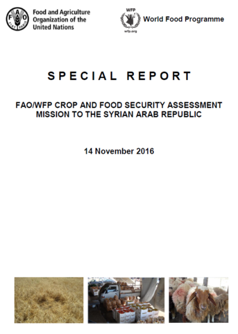 Syrian Arab Republic - FAO/WFP Crop and Food Security Assessment Mission, November 2016
