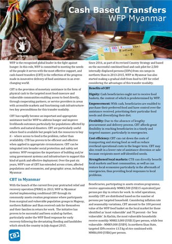 WFP Myanmar: Cash Based Transfers