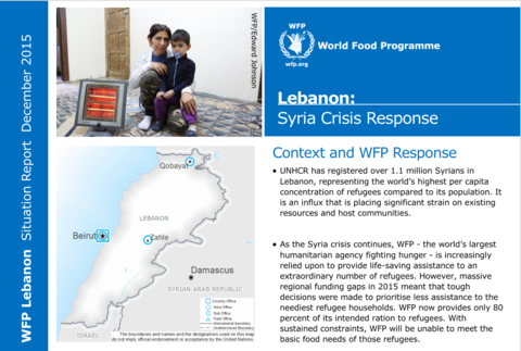 WFP Lebanon Situation Report, December 2015