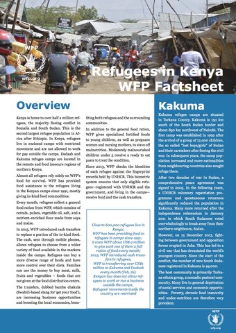 Refugees In Kenya - WFP Factsheet