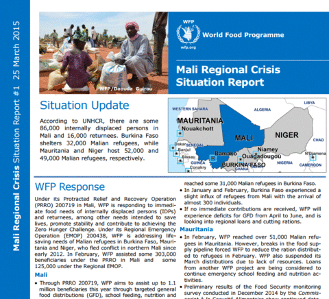 Mali Regional Crisis Situation Report #1, 25 March 2015