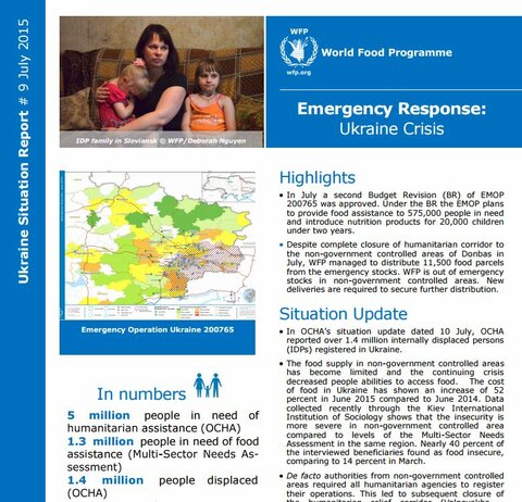 WFP Ukraine Situation Report #07, April-May 2015