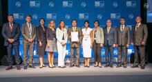 Photo: UTU /Daniel Woldu, Mr Houlin Zhao, Secretary General, International Telecommunication Union (ITU) and Enrica Porcari, Chief Information Officer, WFP at the Crisis Connectivity Charter signing ceremony